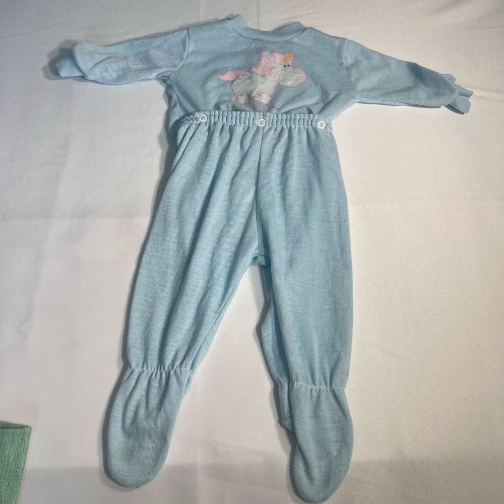 Vintage Lullaby Land 2 Piece Pajama Set Button-up Blue WbUnicorn Sz 12 Mths READ - Picture 3 of 8